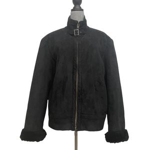 A/X Armani Exchange Faux Suede & Fur Lined Moto Jacket